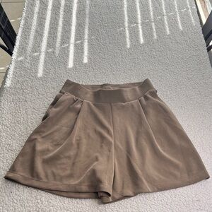 Elegant High Waist Brown Women's Shorts